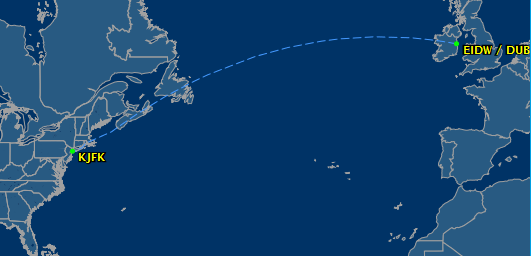 flight from Dublin to JFK