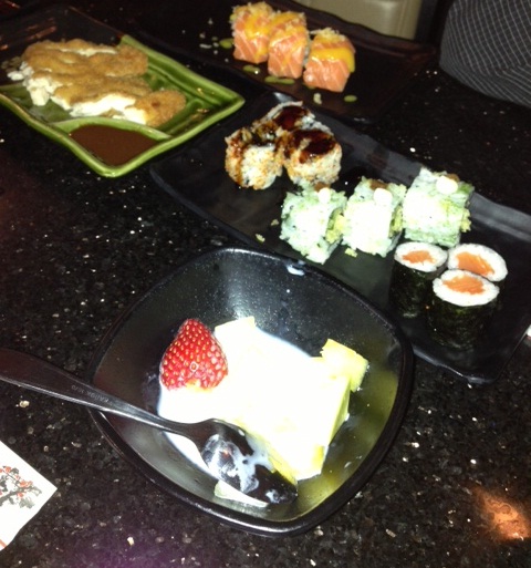 food at a sushi restaurant