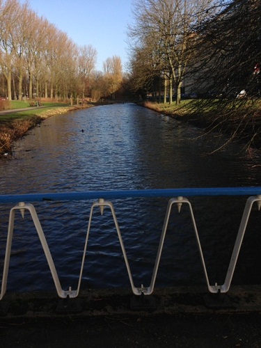 River and walking bridge in The Hague Netherlands