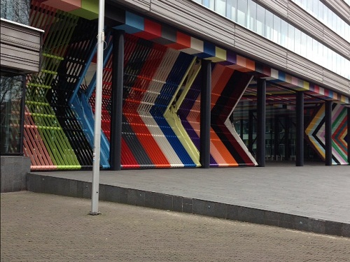 entrance to the Ministry of Justice in The Hague
