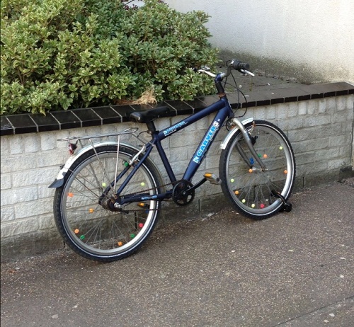 spoke beads on a boys bike in the Netherlands