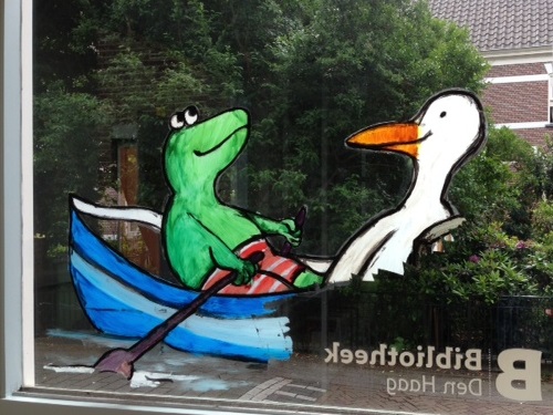 window art in a Dutch library