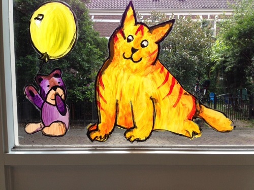 window decorations in a Dutch library