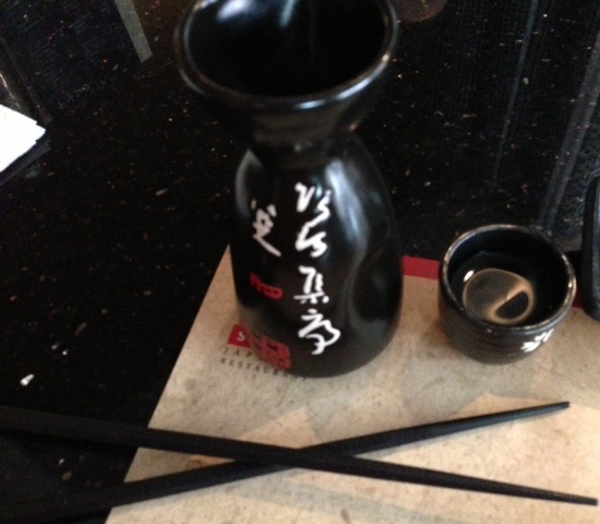 Sumo in The Hague sake and chopsticks