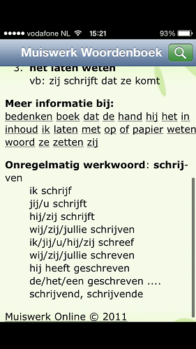 Muiswerk Dutch dictionary app 2