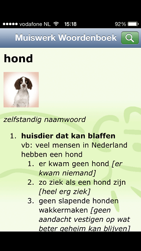 Muiswerk Dutch dictionary app