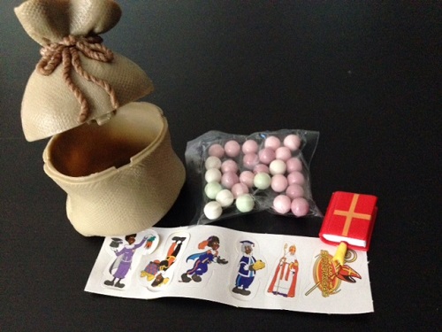 the contents of a Sinterklaas candy gift