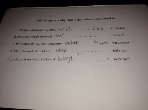 conjugating Dutch verbs T or D exercise