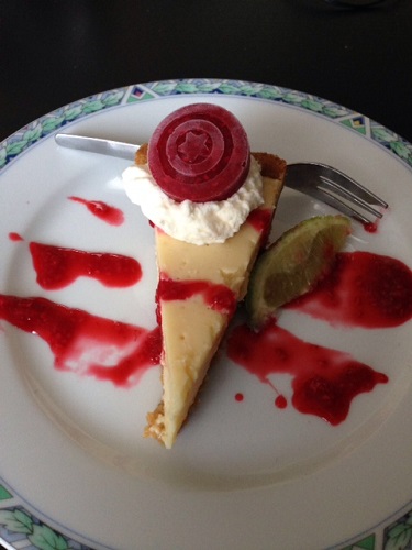 key lime pie with Captain America shield