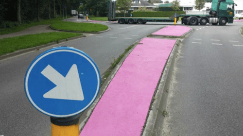 pink road dividers Wijchen Netherlands