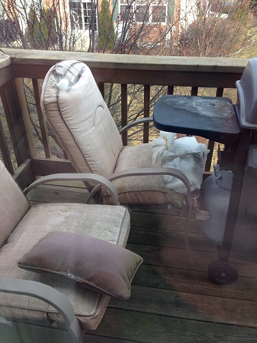 Final destruction of patio chairs
