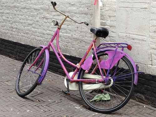 Purple Dutch bike - close up