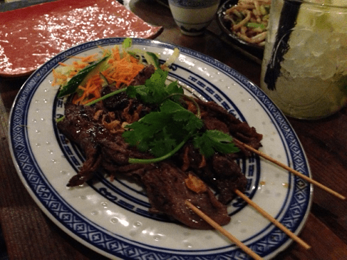 beef skewers at Little V in The Hague