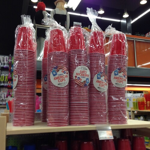 American style red cups for drinking