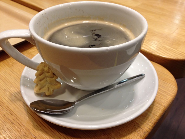 Christmas tree cookie and coffee, Marks and Spencer