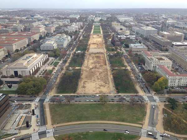 View of DC construction work from Washington monument