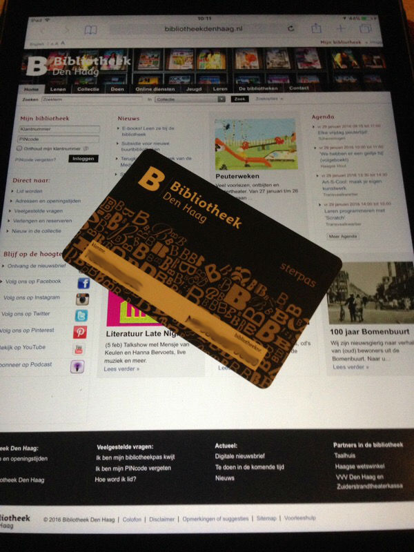 Sterpas library card (The Hague) and website