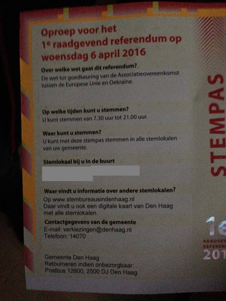 Left side of Dutch voting card