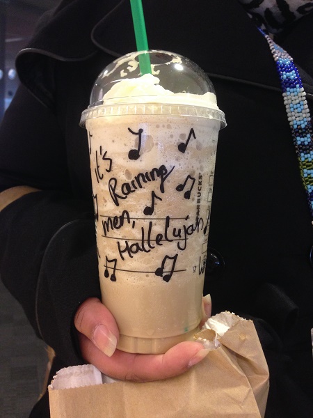 Its raining men Starbucks cup