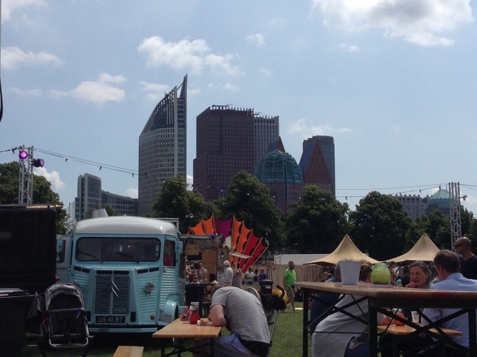 Den Haag skyline at Food truck festival