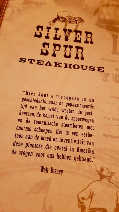 Silver Spur Disneyland Paris menu cover in Dutch
