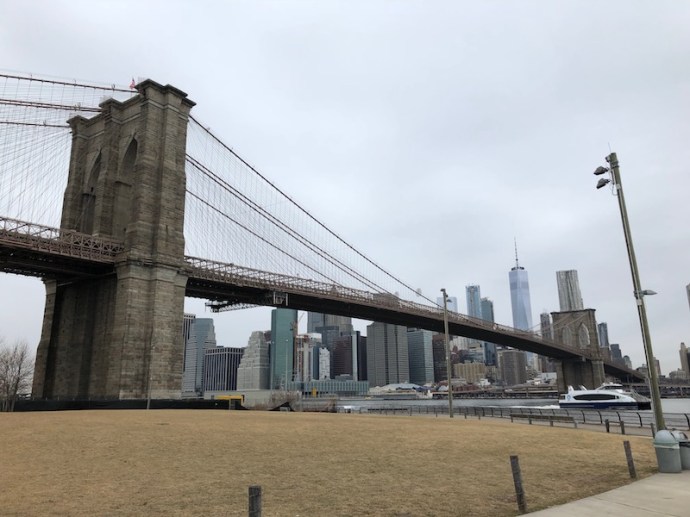 Brooklyn bridge, NYC skyline in background
