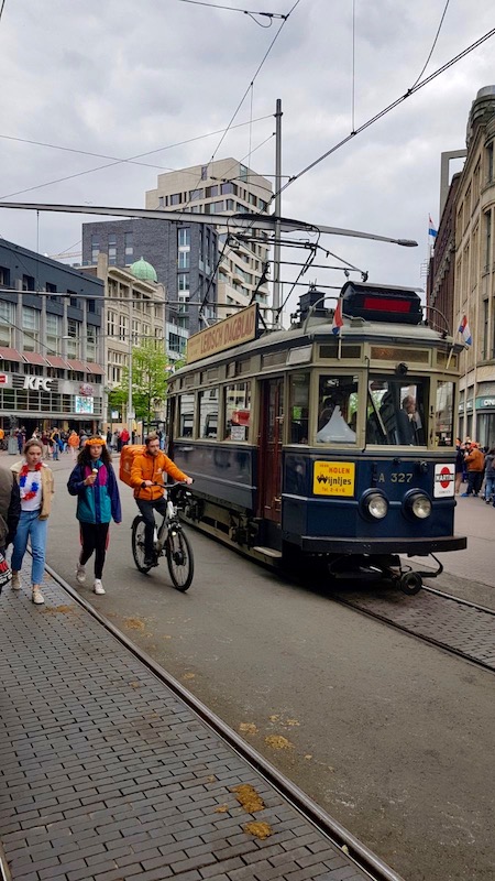 Tram on King's Day, The Hague