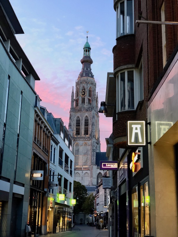 Grote Kerk in Breda at sunset, Sept 2018